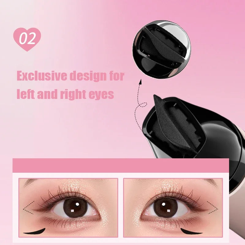 Rotate Eyeliner Stamp Integrated Black Brown Dual-Tip DIY Eyeliner Wing Stencil Waterproof Smudge-Proof Longwear Liquid Pen