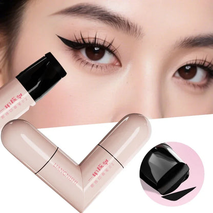Rotate Eyeliner Stamp Integrated Black Brown Dual-Tip DIY Eyeliner Wing Stencil Waterproof Smudge-Proof Longwear Liquid Pen