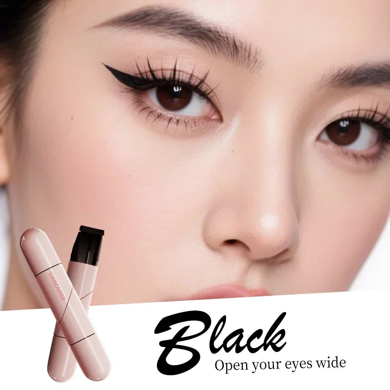 Rotate Eyeliner Stamp Integrated Black Brown Dual-Tip DIY Eyeliner Wing Stencil Waterproof Smudge-Proof Longwear Liquid Pen